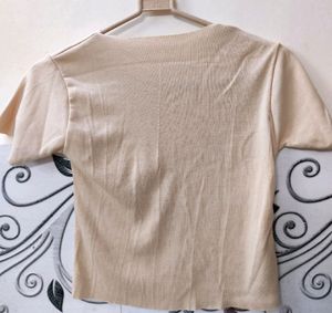 Beige Color Crop Tee