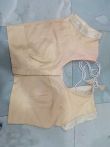 Elegant Golden Blouse Along With Ready 1 Min Saree