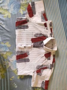 RED-WHITE Patterned Shirt XXL