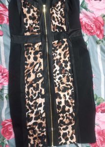 IMPORTED BRANDNEW Dress with Leopard Print Panel