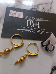 Sparkling Black Hoop Earrings Two pairs of earring