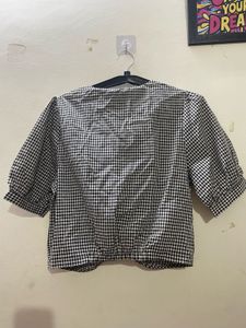 Gingham Knot-Front Top