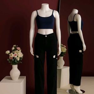 Black Cutout Straight Leg Jeans