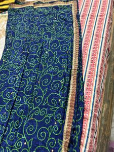 Blue Crepe Saree