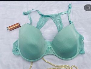 Green Bra with Lace Detail