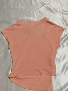 Peach Mandarin Collar Top
