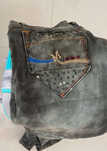 Men Denim Cargo Look Olive Colour
