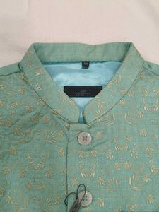 XXL - Embroidered Teal Nehru Jacket