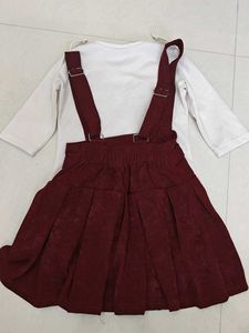 Girls Burgundy Skirt Set