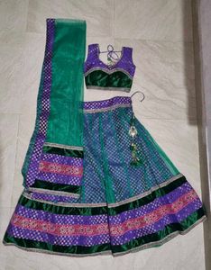 Velvet Net Lehnga Choli With Dupatta