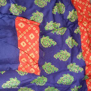 Cotton Kurtha Navy Blue And Red Border