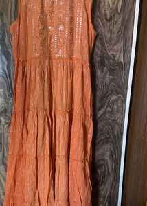 Coral Anarkali Style Gown
