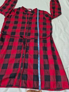 Red Plaid Dress/Long Top