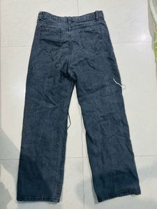 Charcoal Black Net Ribbed Denim