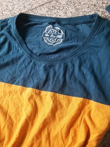 Mustard Yellow With Dark Green T Shirt
