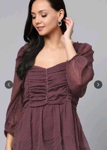 Burgundy Sheer Sleeve Top