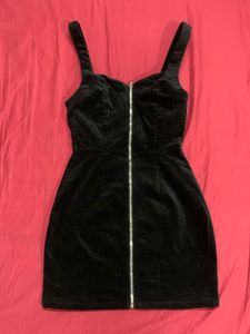 H&amp;M Velvet Dungaree Zip Dress