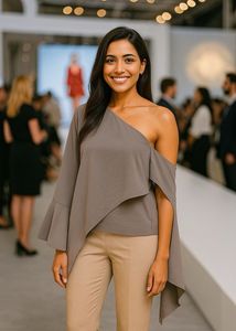 ✨ Avant-Garde Charm: One-Shoulder Draped Blouse ✨