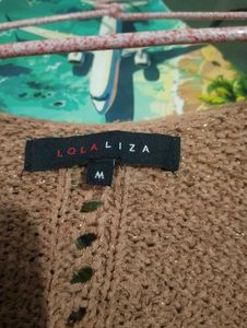 Beige Knit V-Neck Top
