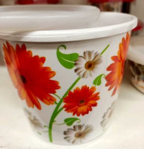 Floral Plastic Storage Container with Lid – 500 ml
