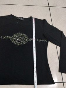 new women Elegant Black Long Sleeve Top