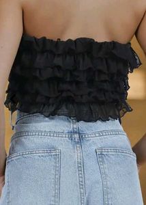 Ruffled Black Bandeau Top❤️‍🩹