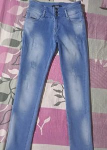 High Waisted Distressed Denim Jeans