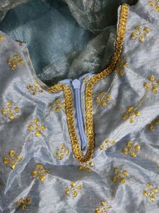 Blue and Gold Embroidered Blouse