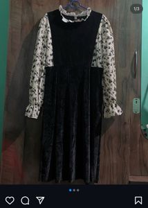 Korean Black Velvet Dress