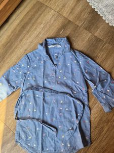 Cute Girls&#39; Denim Style Dress