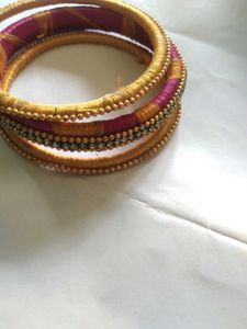 Yellow And Pink Combination Bangles