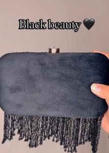 Handmade Embroidery Black Clutch