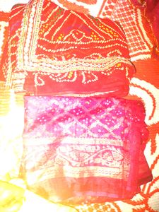 2 Saree Combo Red Sree Georgette Kiye Aur Pink Sar