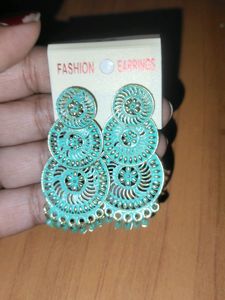 New Green Three Layer Earrings