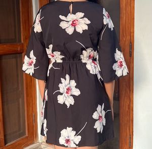 Black Floral Print Dress