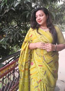 Olive Green Bandhani Saree