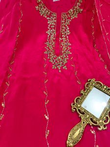 Rani Pink Punjabi Handwork Suit