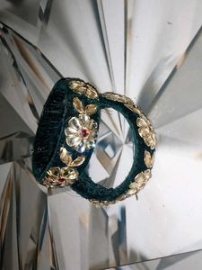 Emerald Velvet Floral Bangles
