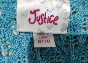 Blue Knitted crochet Shrug with light glitter