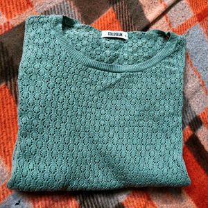 Green Knit Pullover Sweater