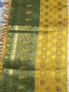 Elegant Green &amp; Gold Saree