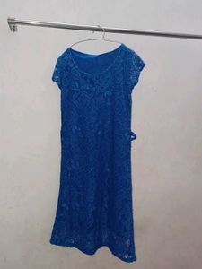 Blue Floral Lace Fabric
