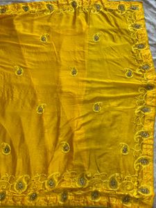 Yellow Embroidered Chiffon Saree