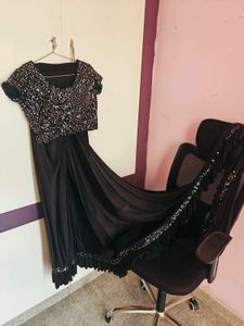 Elegant Black Ready To Wear Saree.