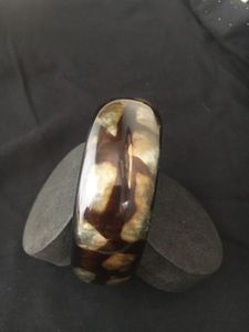 Mop inlaid Resin Brown Bangle