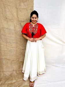 *Navratri special - plain cotton front open shrug with Plain cotton umbrella skirt, which is absolutely comfortable and newly styled!*