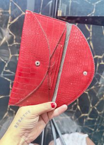 Red Croc Leather Wallet