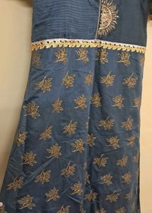 Elegant Gray &amp; Gold Print Gown Fastive Were