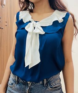 Blue Top With Bow Collar 🎀