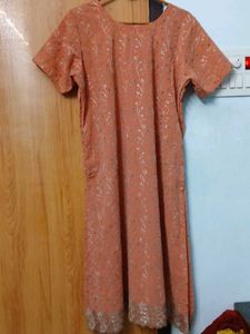 Peach Kurta set with dupatta and pant